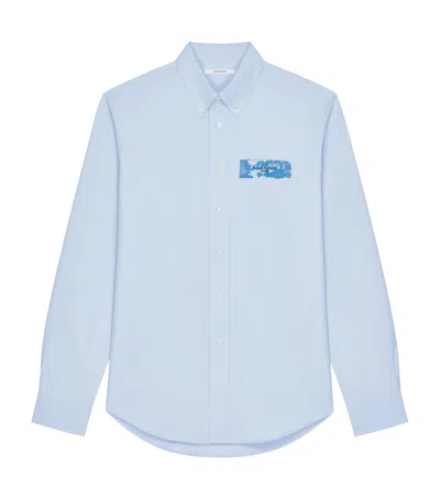 Givenchy Cotton Poplin Logo Shirt In Blue