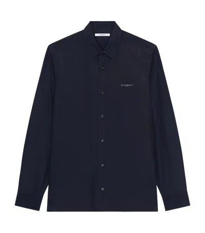 Givenchy Cotton Poplin Logo Shirt In Blue