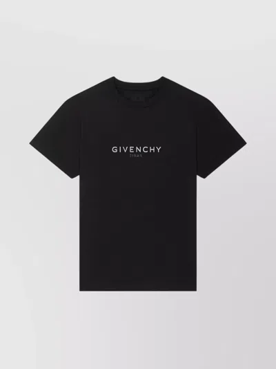Givenchy Cotton Reverse Slim Fit T-shirt With Signature Print In Black