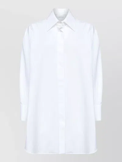 Givenchy Cotton Shirt Asymmetric Hemline Long Sleeves Buttoned Cuffs In White