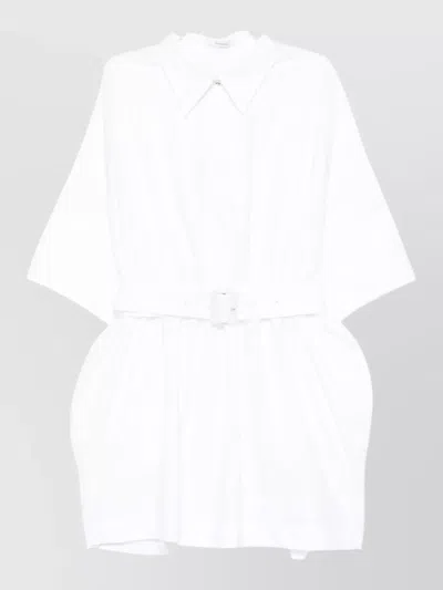 Givenchy Cotton Shirt Dress Short Belted Waist In White