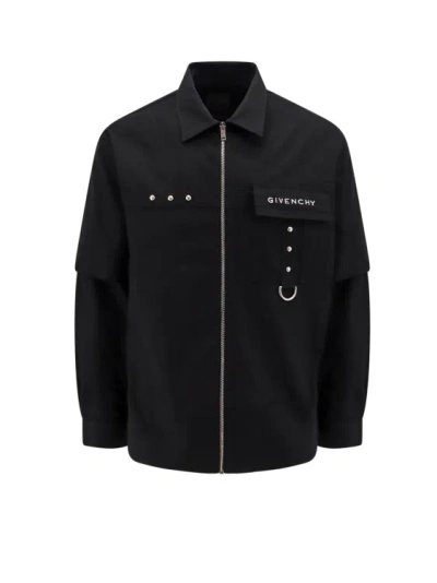Givenchy Cotton Shirt With Metal Details In Black
