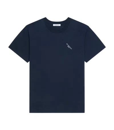 Givenchy Cotton Slanted Logo T-shirt In Blue