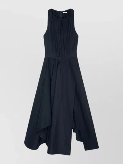 Givenchy Cotton Sleeveless Asymmetric Maxi Dress In Blue
