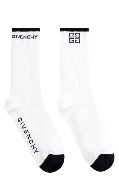 Givenchy Ribbed Cotton Socks With Contrast Toe And Heel In White