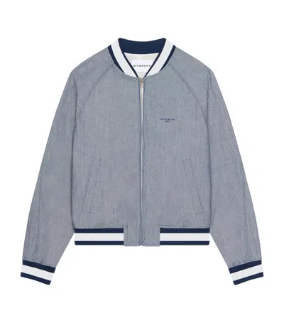Givenchy Cotton Stripe Bomber Jacket In Blue