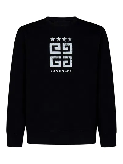 Givenchy Black Sweater With 4g Logo Jacquard With Used Effect In Cotton Man