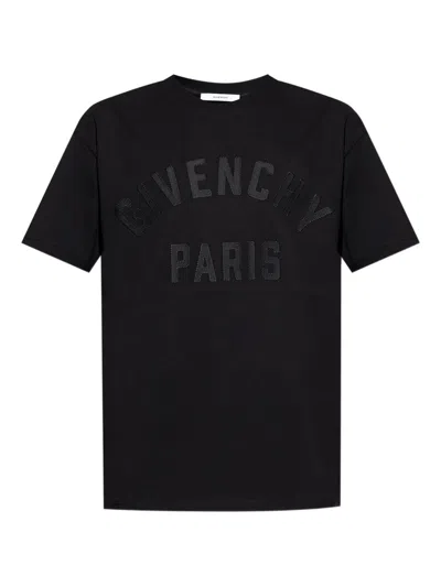 Givenchy Black T-shirt With Maxi Logo On The Front In Cotton Man