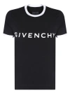 Givenchy Black Crewneck T-shirt With Logo Lettering On The Front And 4g Logo On The Rear In Cotton S In Black