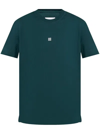 Givenchy Men Green Crewneck T-shirt With 4g Logo On The Front In Cotton Man