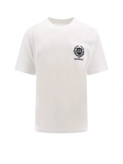 GIVENCHY COTTON T-SHIRT WITH EMBROIDERED CREST LOGO