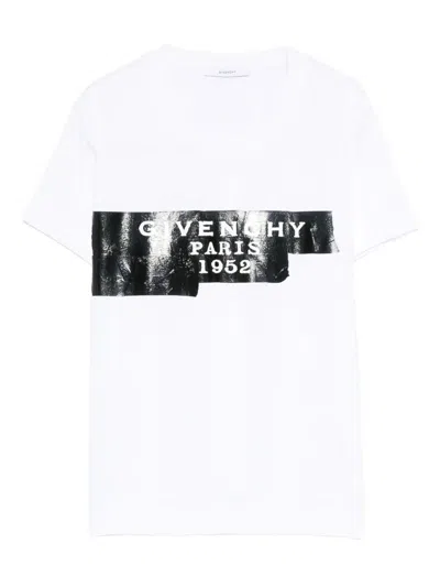 GIVENCHY COTTON T-SHIRT WITH GIVENCHY TAPE PRINT