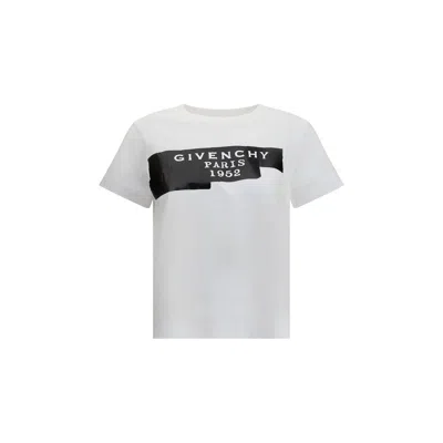 GIVENCHY COTTON T-SHIRT WITH PRINT BLACK GIVENCHY TAPE