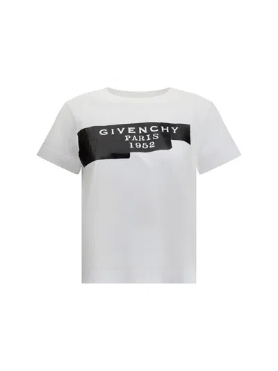 GIVENCHY COTTON T-SHIRT WITH PRINT BLACK GIVENCHY TAPE