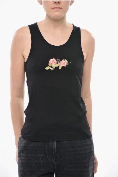 Givenchy Kids' Cotton Tank Top Roses In Black