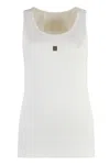 Givenchy Women's White Logo-plaque Cropped Ribbed Cotton-jersey Tank Top In White