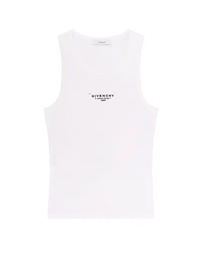 Givenchy Women Slim Tank Top With Logo Print In White