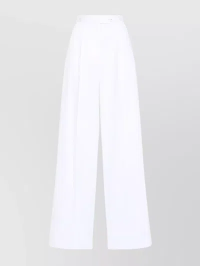 Givenchy Womens White Pleated Two-slip-pockets Wide-leg High-rise Cotton Trousers