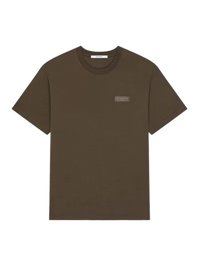 Givenchy Cotton T-shirt With Grosgrain In Brown