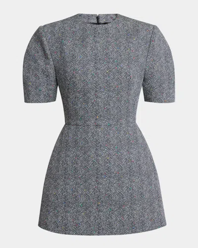 Givenchy Cotton Twill Herringbone Mini Dress In Gray