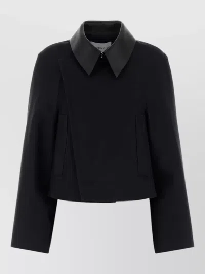 Givenchy Cotton Wool Blend Cropped Boxy Jacket In Black