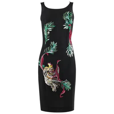 Pre-owned Givenchy Couture A/w 1997 Alexander Mcqueen Black Sequin Embroidered Bird Dress