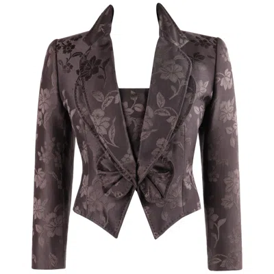 Pre-owned Givenchy Couture A/w 1997 Alexander Mcqueen Purple Floral Jacquard Blazer Jacket