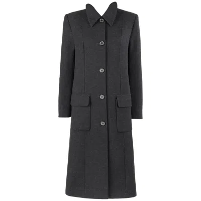 Pre-owned Givenchy Couture A/w 1998 Alexander Mcqueen Charcoal Gray Wool Coat Overcoat