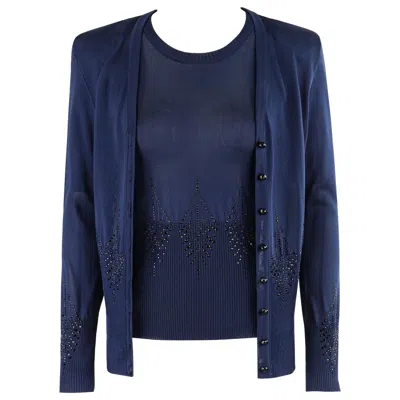 Pre-owned Givenchy Couture A/w 1998 Alexander Mcqueen Embellished Knit Top Cardigan Set In Black