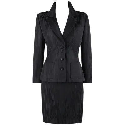 Pre-owned Givenchy Couture A/w 1999 Alexander Mcqueen Black Gray Stripe Blazer Skirt Suit