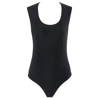 Pre-owned Givenchy Couture C.1998 Alexander Mcqueen Black Stretch Scoop Neck Bodysuit