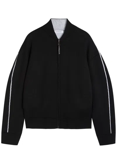 Givenchy Couture Logo-intarsia Wool-blend Cardigan In Black