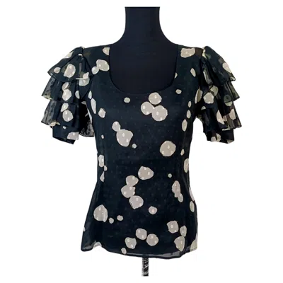 Pre-owned Givenchy Couture Polka-dot Cotton Blouse From The 1980s In Black