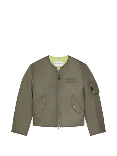 Givenchy Couture Seam Bomber In Nylon With Paris Patch In Grün