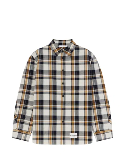 Givenchy Couture Seam Checked Overshirt In Cotton In Neutrals