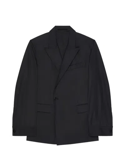 Givenchy Couture Seam Double-breasted Regular Jacket In Poplin In Black