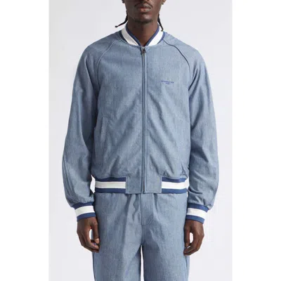 Givenchy Couture Seam Engineer Stripe Cotton Bomber Jacket In Blue