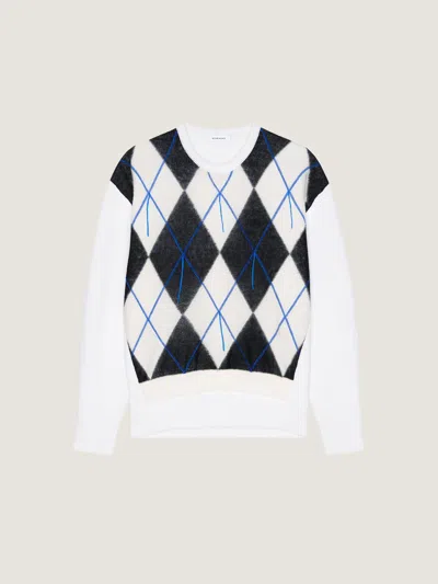 Givenchy Couture Seam Knitted Argyle Sweater In White