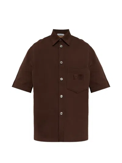 Givenchy Couture Seam Logo-patch Short-sleeve Shirt In Brown