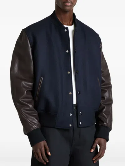 Givenchy Couture Seam Mix Material Blouson With  Paris In Blue