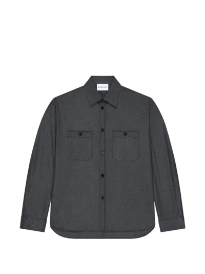 Givenchy Couture Seam Overshirt In Flannel In Grau