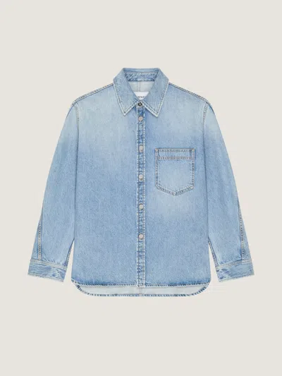 Givenchy Surchemise Couture Seam En Denim Bleu Clair In Brown