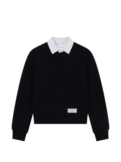 Givenchy Couture Seam Polo Sweatshirt In Fleece In Black