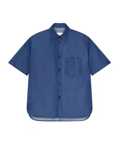 Givenchy Chemise Couture Seam En Denim Indigo Avec  Stamp In Blue