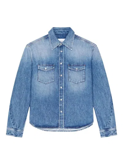 Givenchy Couture Seam Shirt In Shadow Washed Denim Clothing In Blue