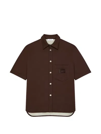 Givenchy Couture Seam Short-sleeve Shirt In Brown