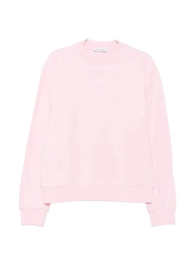 Givenchy Crewneck Sweatshirt With Mini Embroidered Signature In Pink
