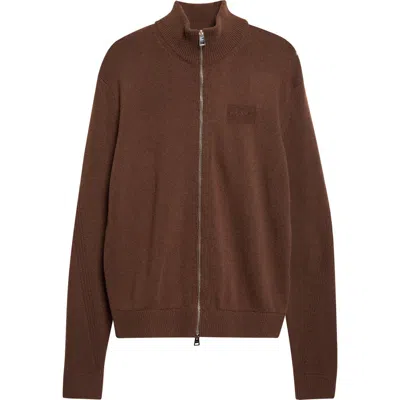Givenchy Couture Seam Wool & Cashmere Zip Cardigan In Brown