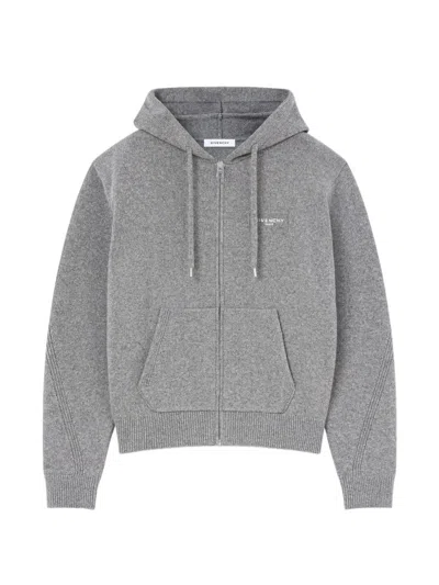Givenchy Couture Seam Zipped Hoodie In Wool And Cashmere In Grey