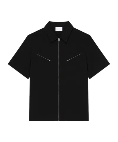 Givenchy Couture Seam Zipped Shirt In Wool Crepe In Black